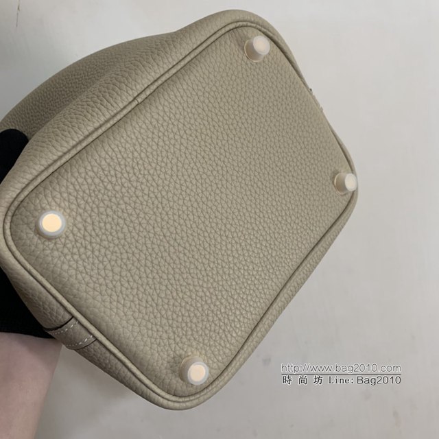 Hermes手提包 愛馬仕Picotin菜籃子女包 18cm TC皮 手工蜜蠟線縫製 斑鳩灰  tdh2022